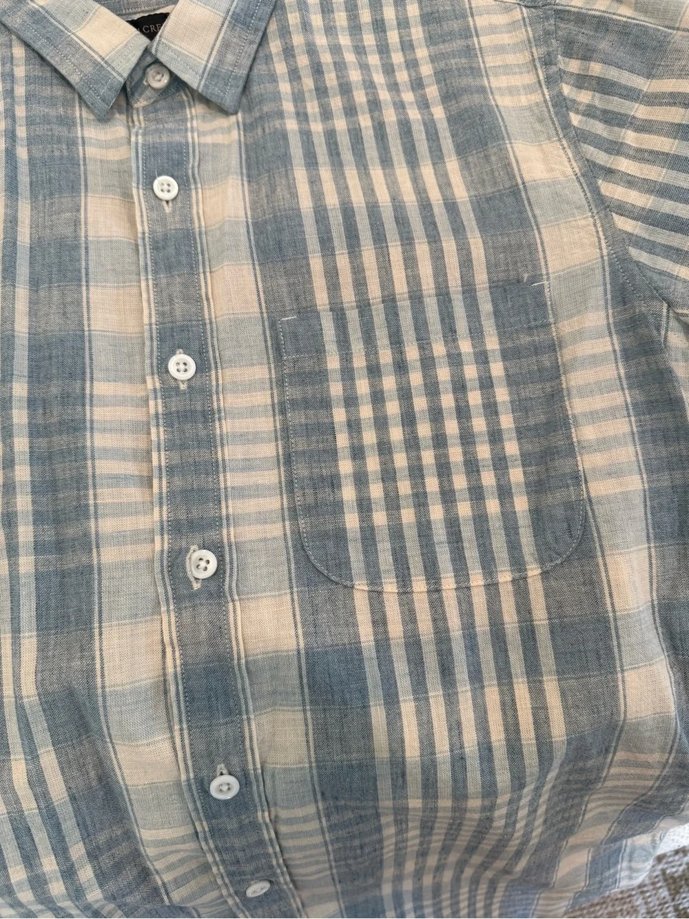 Men's J Crew Light Blue Plaid Button-Down Shirt